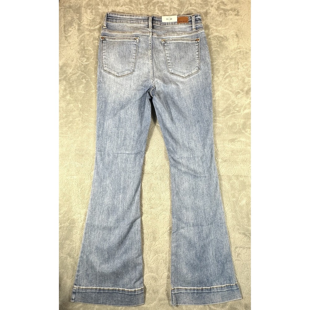 Judy Blue Jeans 11/30 High Waist Trouser Flare Boho Festival Retro Med Wash New - Picture 10 of 13